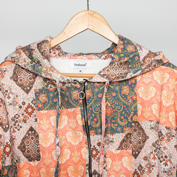 [Profound Aesthetic] Paisley Multi-Patch Zip Up Hoodie (M) - Picture 2 of 4